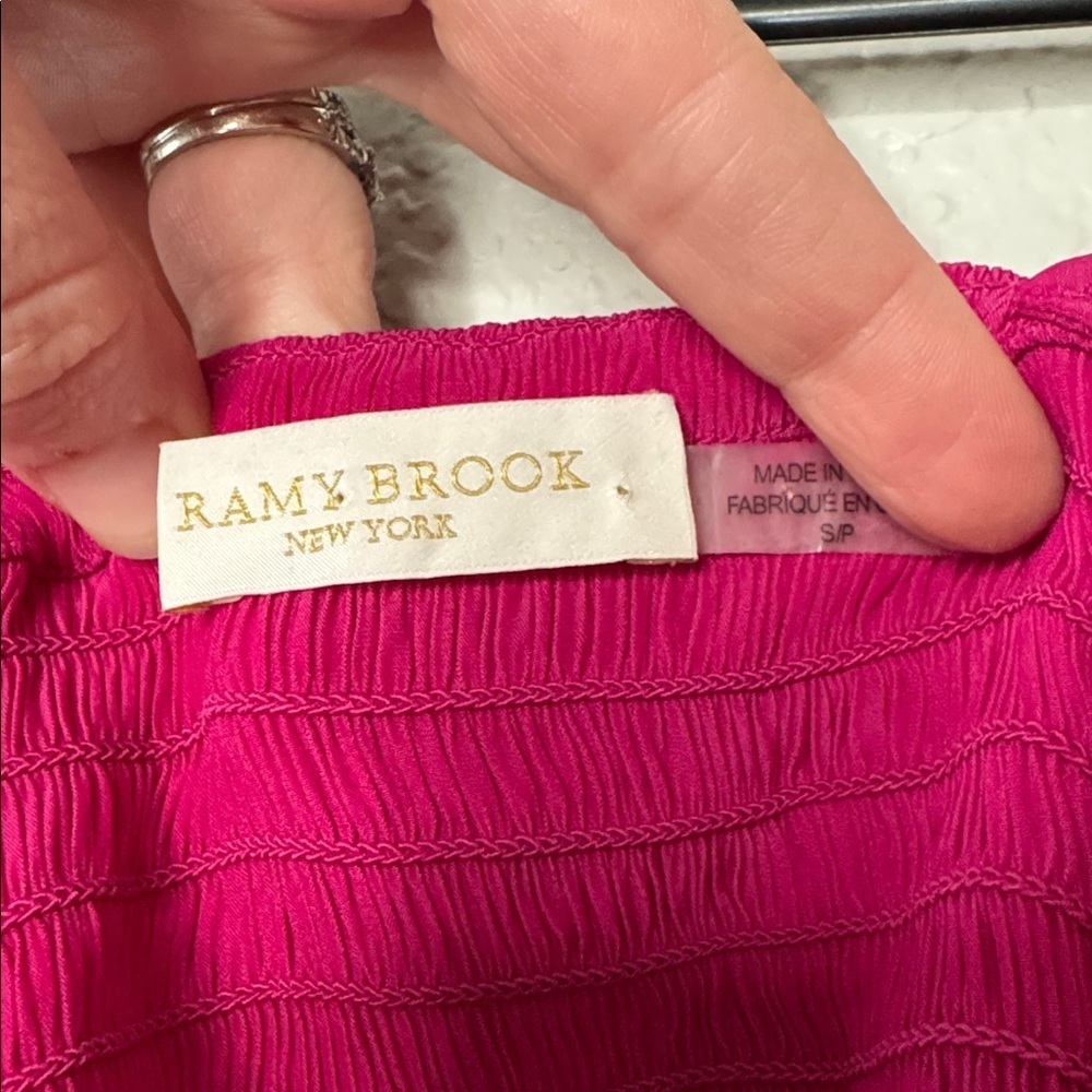 Ramy Brook Pink Satin Cut Out Smocked Top Feminine Glam Party Festival Coquette - Picture 5 of 8